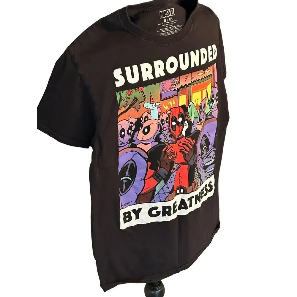 Deadpool‎ Surrounded by Greatness Graphic Tee Marvel Men T-Shirt Small Black